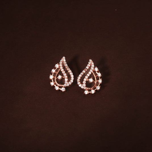 Beautiful Rose Gold Plated Cubic Zirconia Earrings For Women