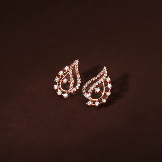 Beautiful Rose Gold Plated Cubic Zirconia Earrings For Women