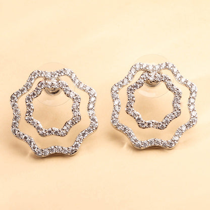 Classic Rhodium Plated White CZ Studded eariing For Women