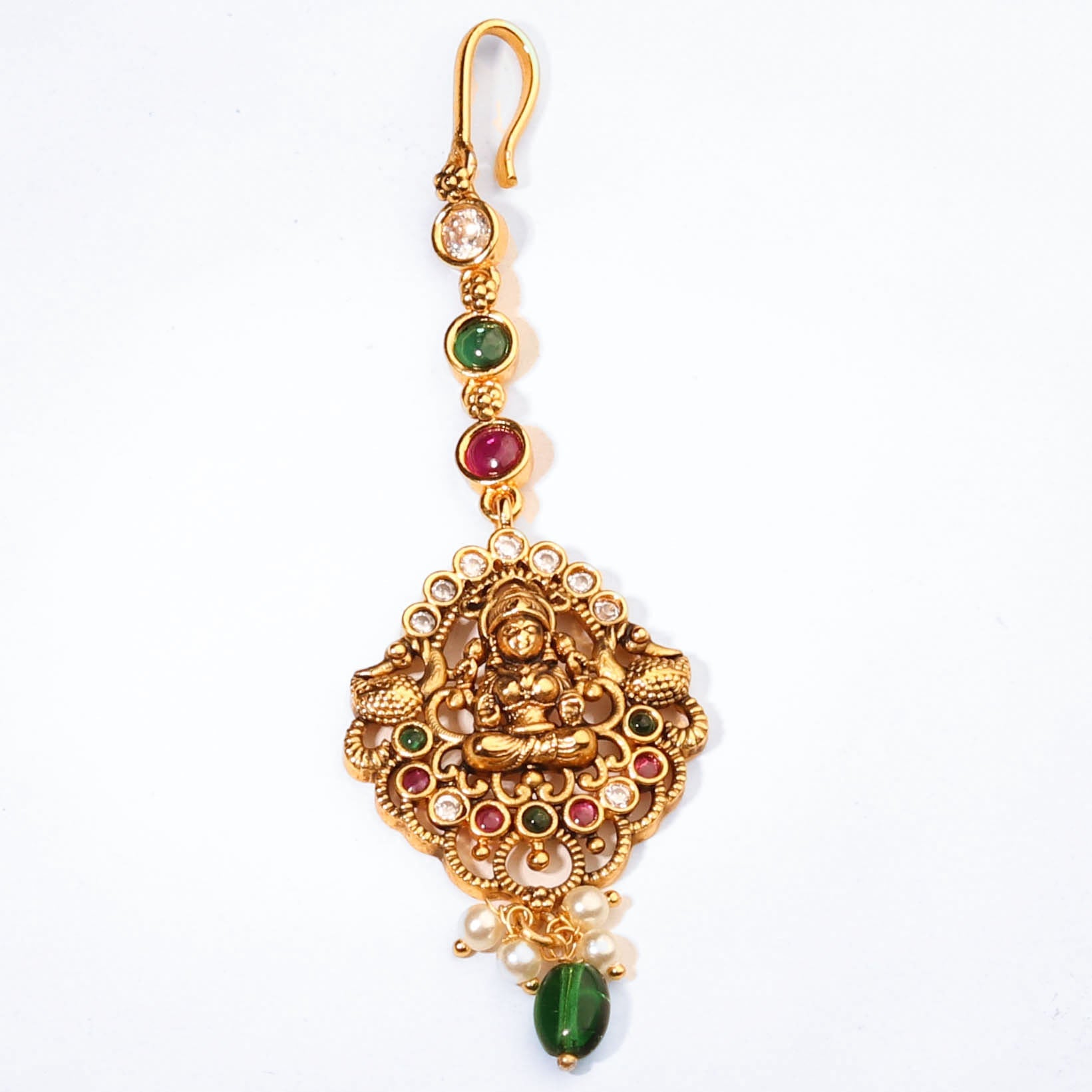 24k Gold Plated Traditional Nakshi Multicolour Maang Tikka