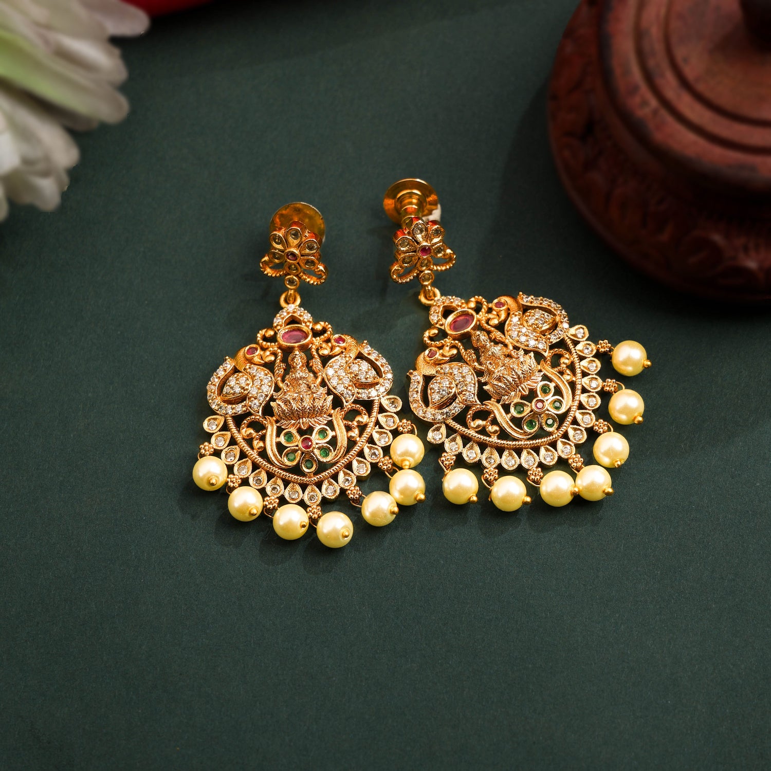 24K Gold Plated Kasu Necklace Set With Nakshi Work And Pair Of Earrings