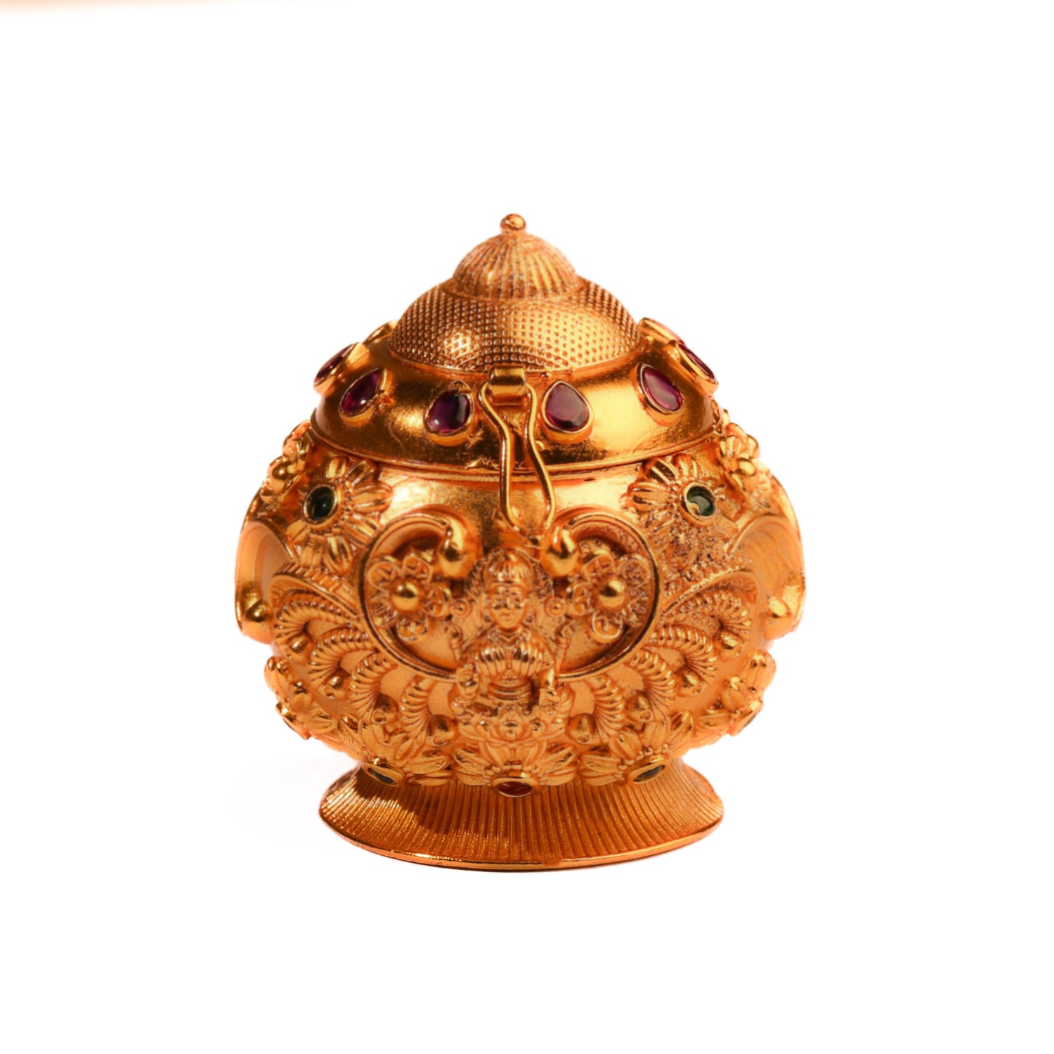 Classic Style 24k Gold Plated Sindoor Dani with Multi Color Stones