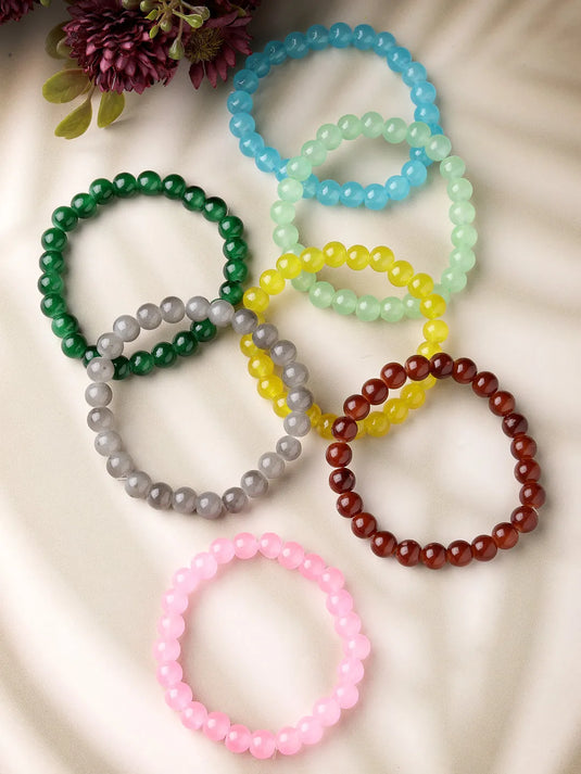 Unisex Set Of 7 Artificial Beads Bracelet