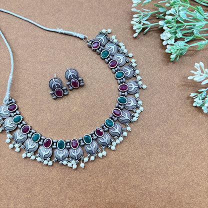 Multicoloured Trendy Oxidised Jewellery Set