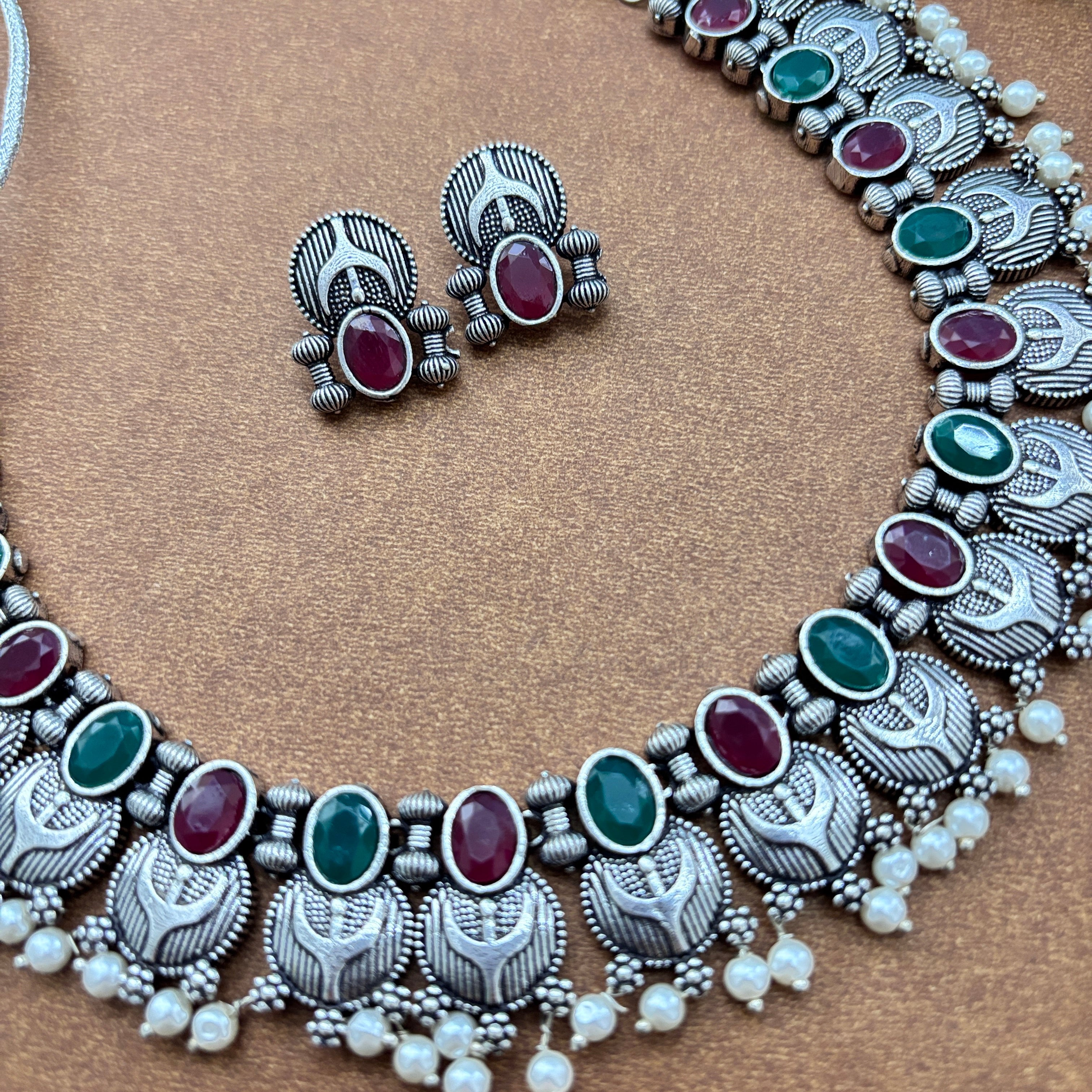 Multicoloured Trendy Oxidised Jewellery Set