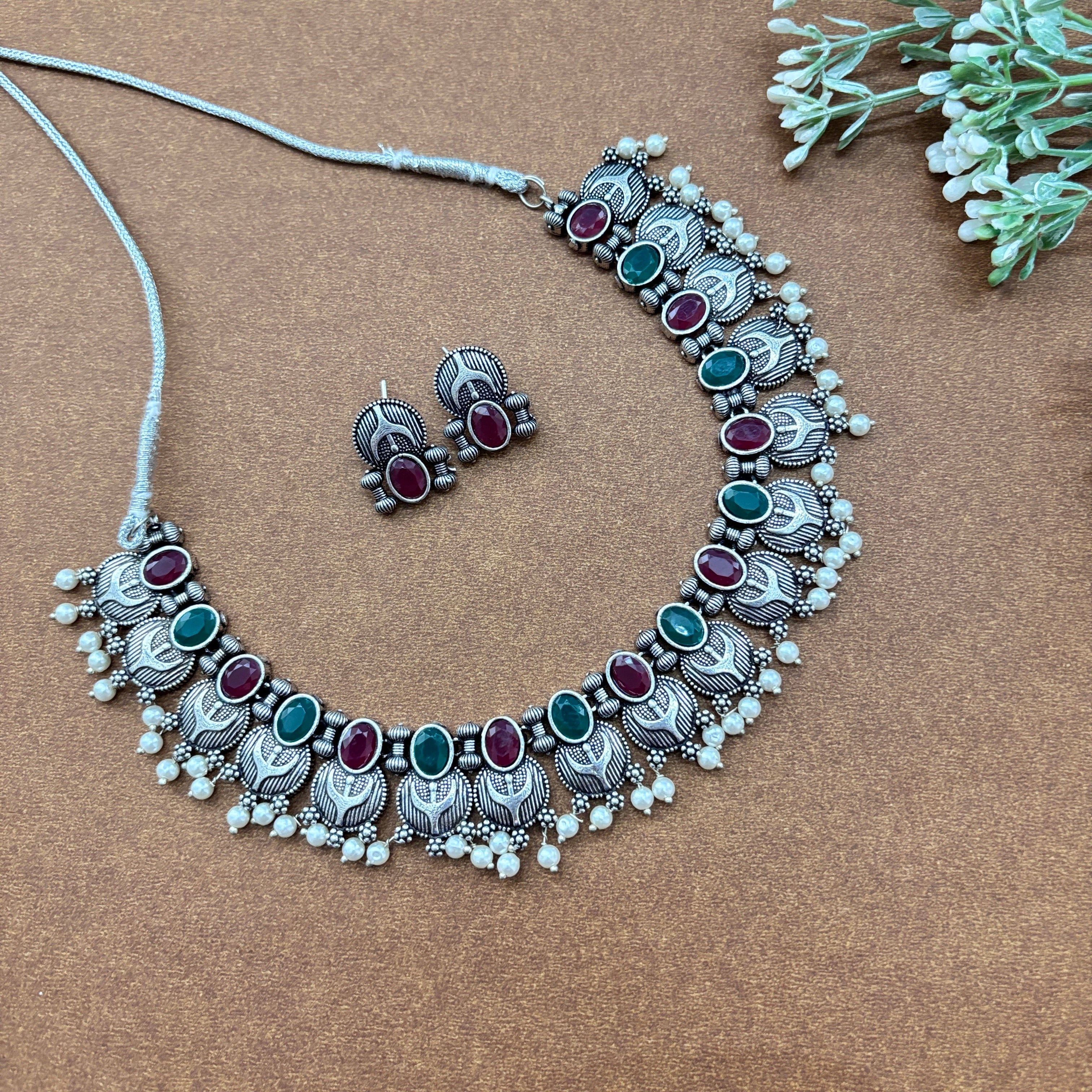 Multicoloured Trendy Oxidised Jewellery Set