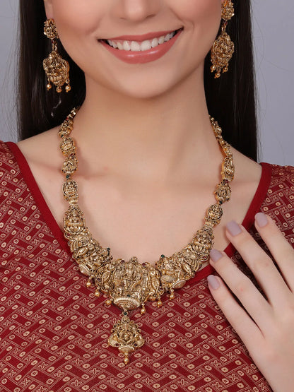 Classic Shiv Parivar Long Necklace Set | Haram Set