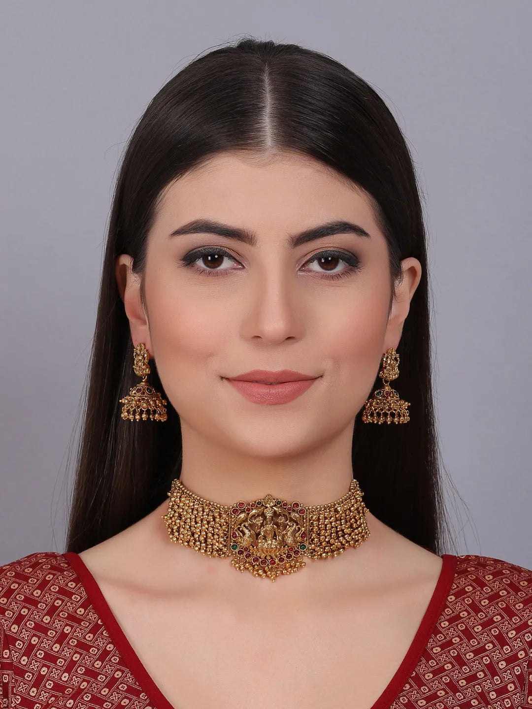 Gold Plated Laxmi Gold Hydra Beads Choker Set