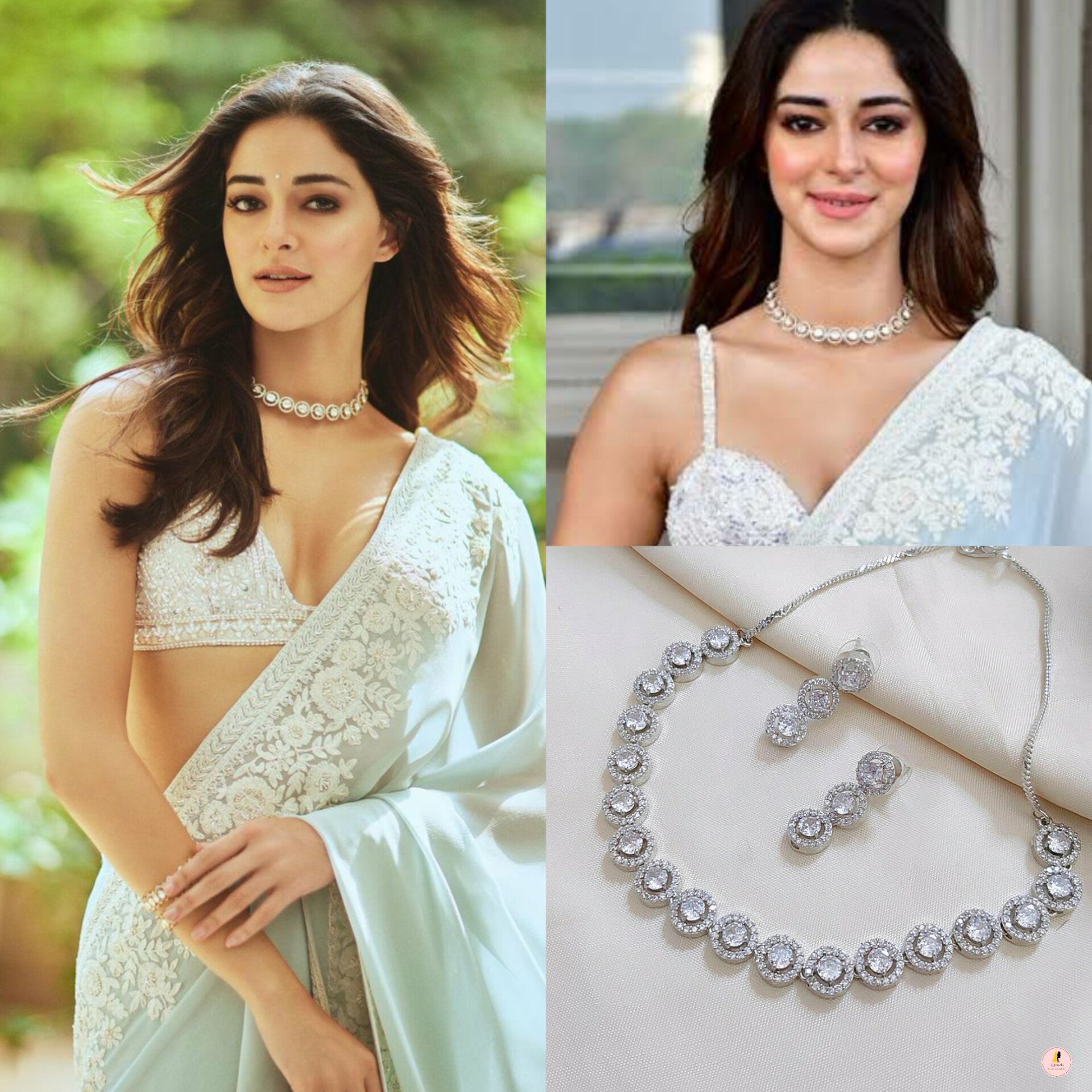 Ananya Panday Inspired Silver American Diamond Choker Necklace