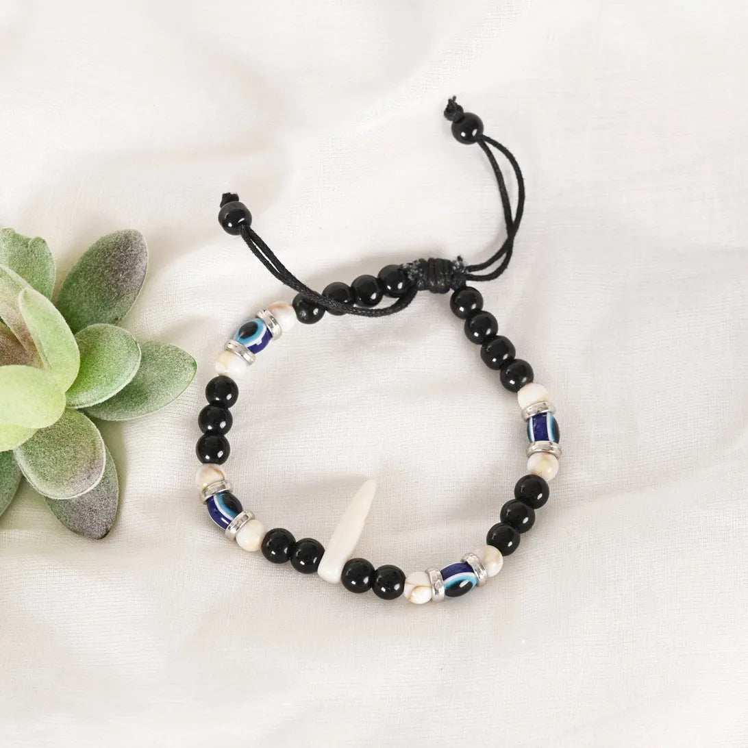 Pearl Evil Eye Adjustable Bracelet