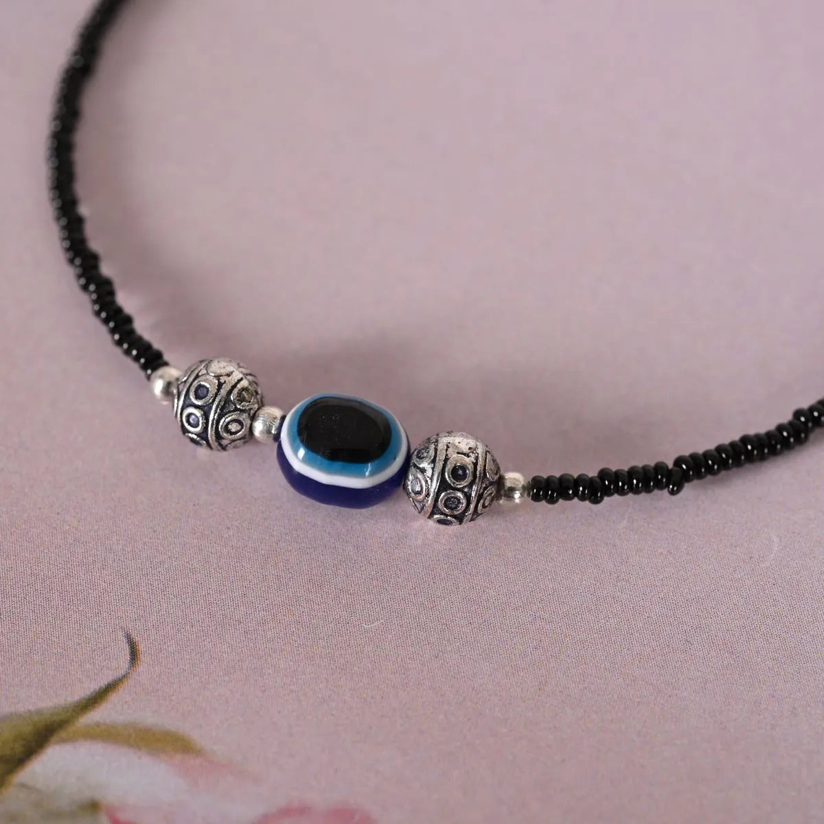 Evil Eye Beaded Black Anklets