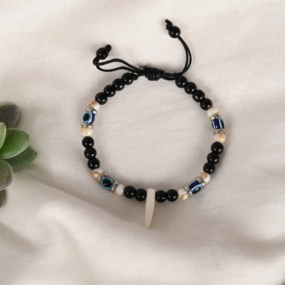 Pearl Evil Eye Adjustable Bracelet