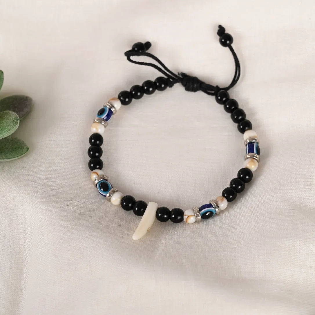 Pearl Evil Eye Adjustable Bracelet