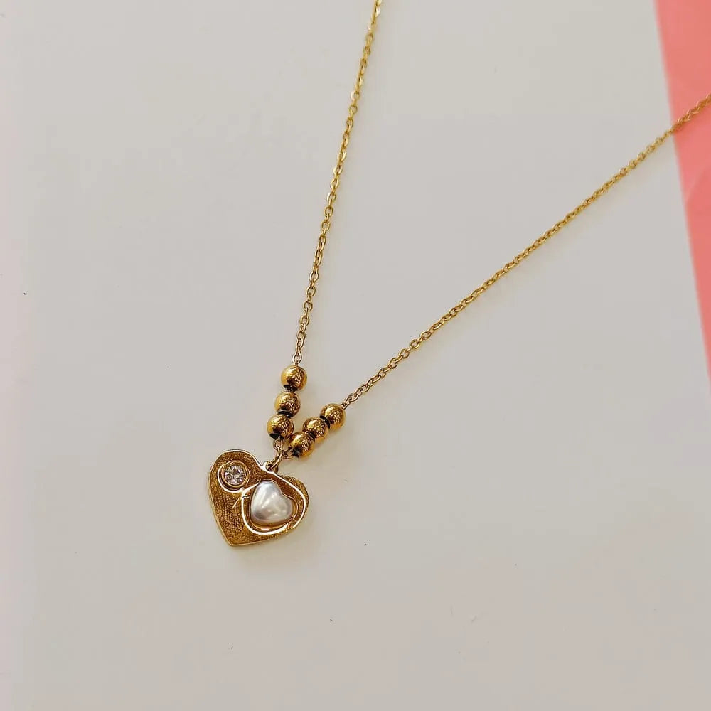 18K Waterproof Gold Plated Love Necklace Pearly Palace