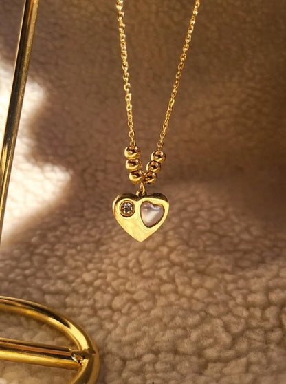 18K Waterproof Gold Plated Love Necklace Pearly Palace