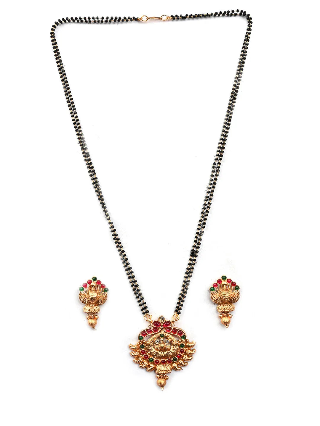 Multicolor Rajwadi Mangalsutra with Red Hydra Adjustable Ring