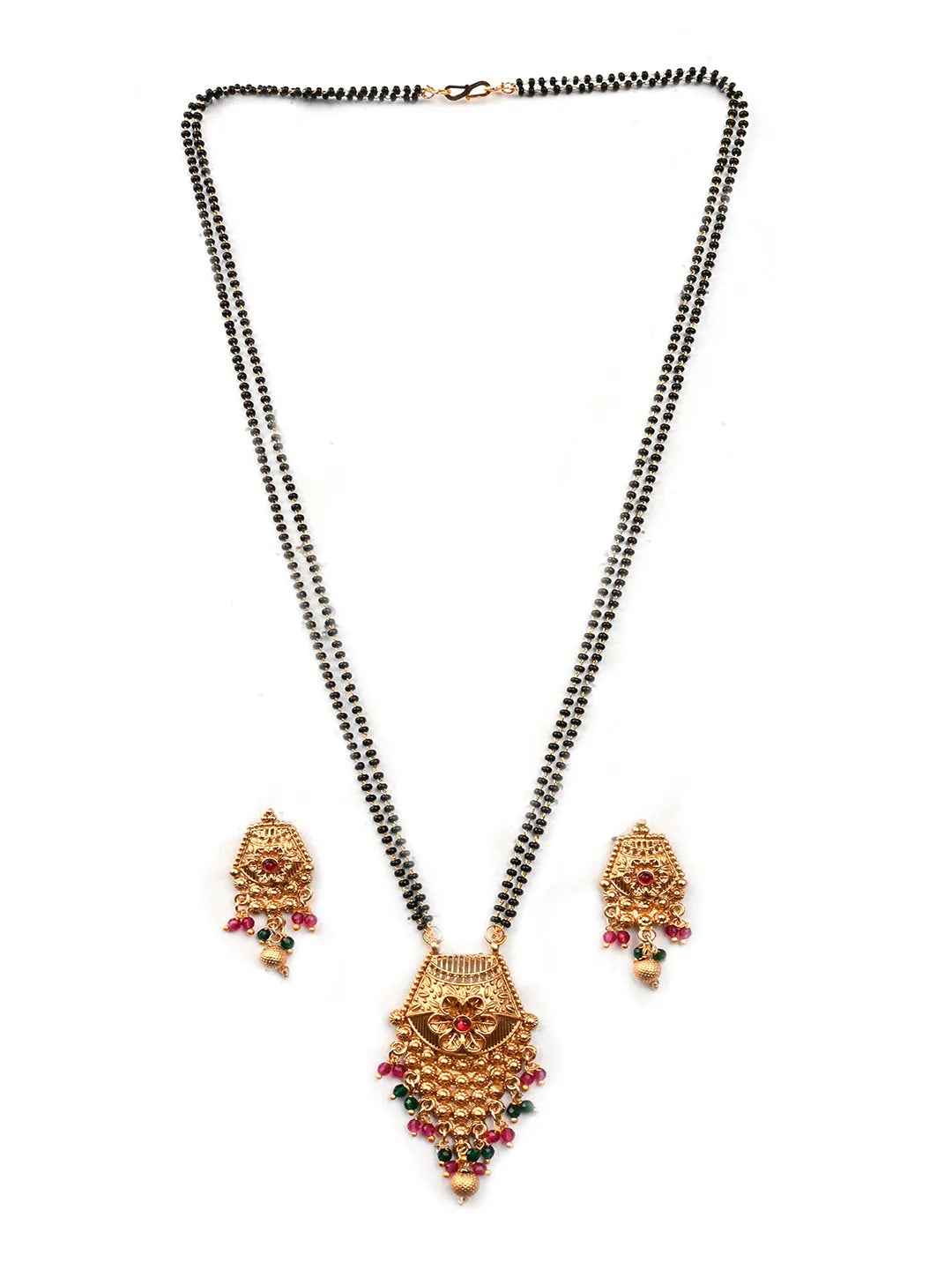 Multicolor Pushp Mangalsutra With Adjustable Polki Ring