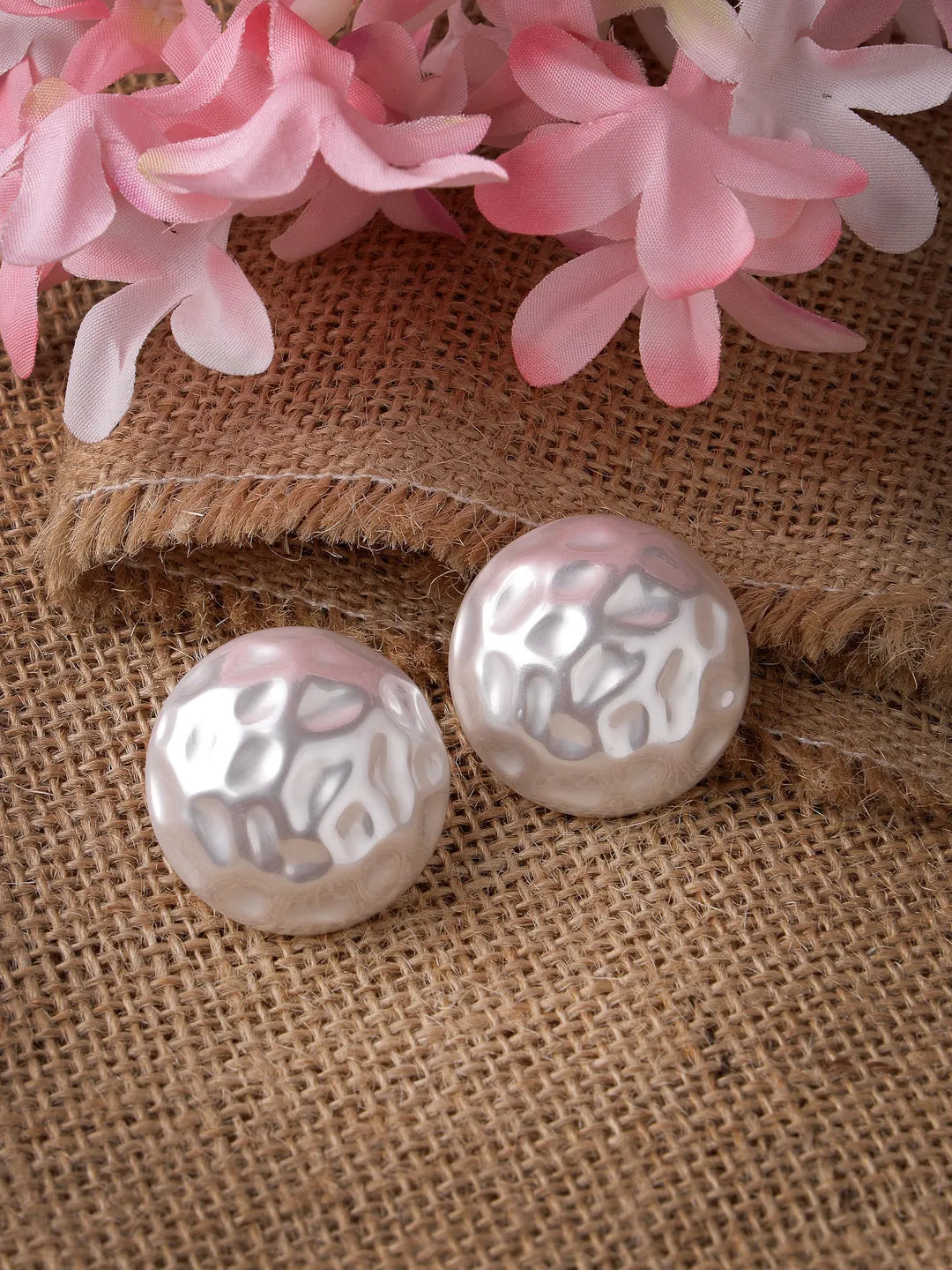 White Circular Studs Earrings