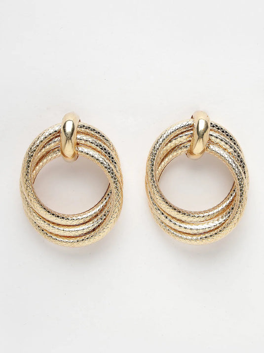 Gold Circular Drop Earrings