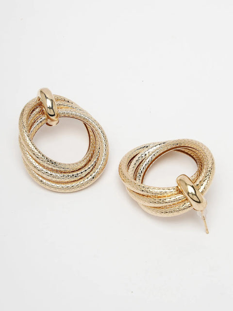 Gold Circular Drop Earrings