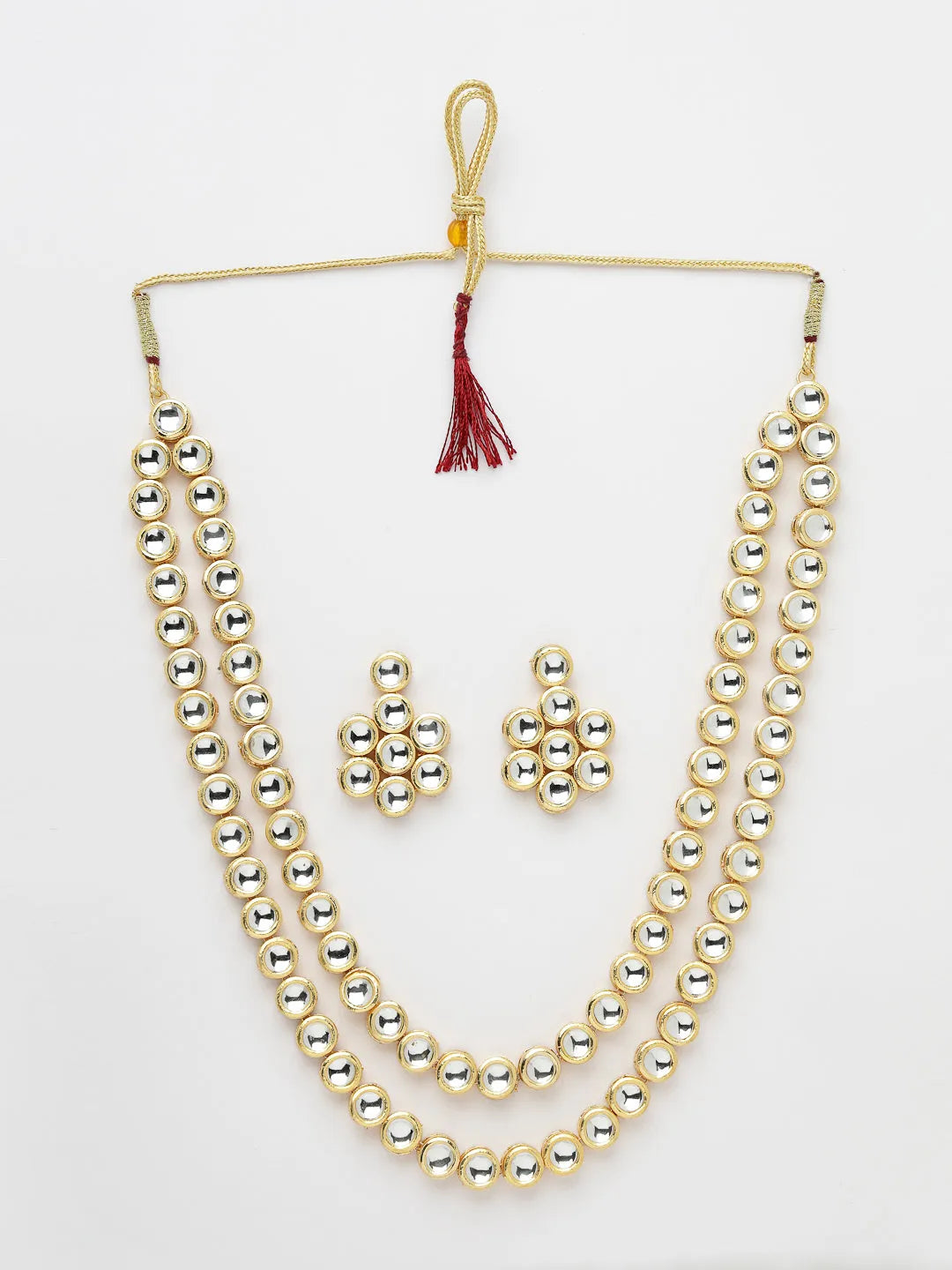 Gold-Plated Kundan Jewellery Set Necklace and Earrings