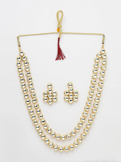 Gold-Plated Kundan Jewellery Set Necklace and Earrings