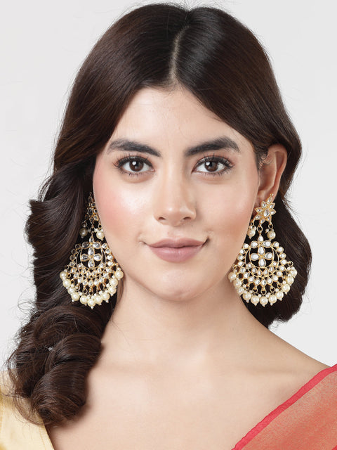 Gold-Plated Kundan Studded Chandbali Earrings