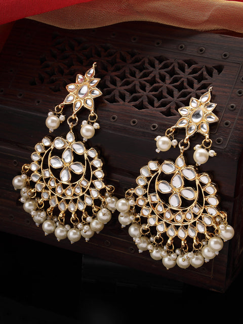 Gold-Plated Kundan Studded Chandbali Earrings