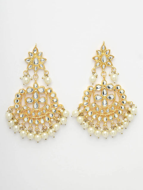 Gold-Plated Kundan Studded Chandbali Earrings