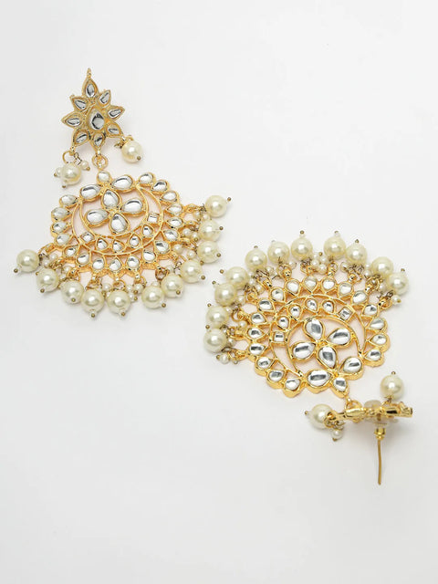 Gold-Plated Kundan Studded Chandbali Earrings