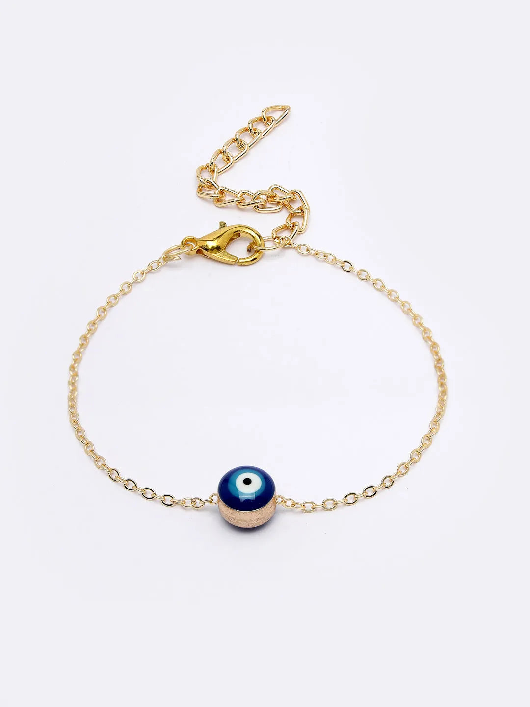 Gold-Toned  Blue Evil Eye Studded Adjustable Bracelet