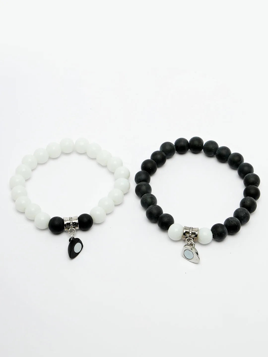 Unisex Set of 2 Black &amp; White Handcrafted Bracelet