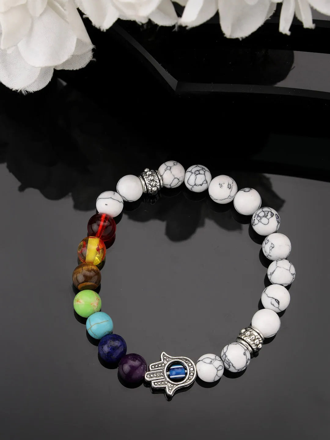 Unisex Multi colour Marbel Crystal Elasticated Bracelet