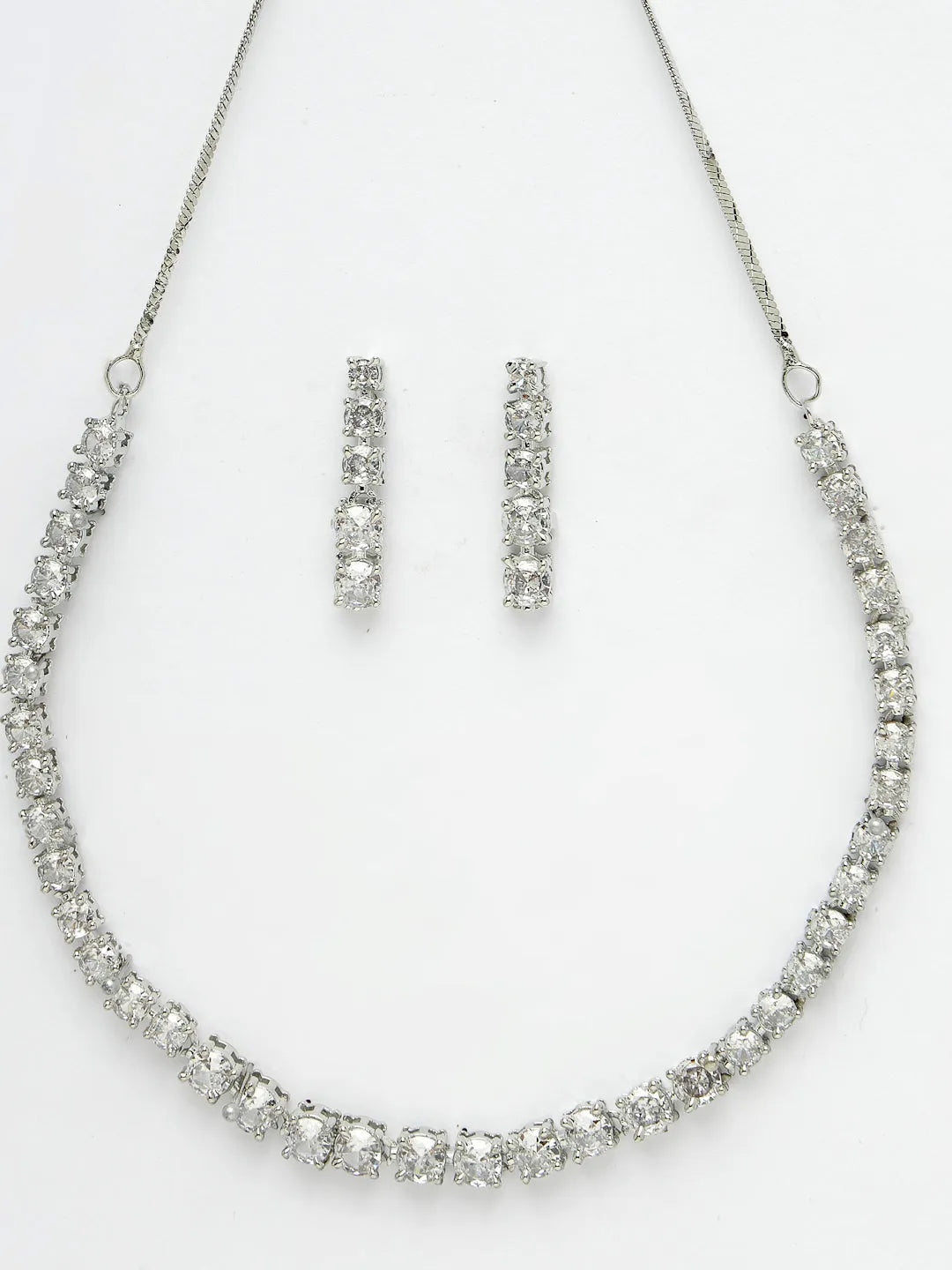 silver plated CZ stone handcrafted jewellery set