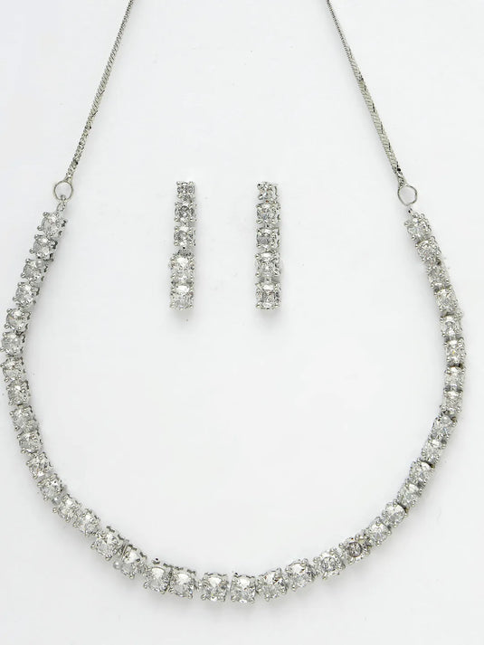 silver plated CZ stone handcrafted jewellery set