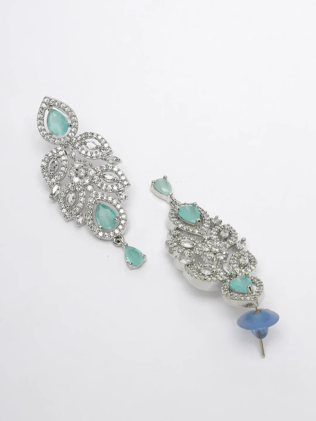 silver plated &amp; Turquoise CZ stone handcrafted jewellery set