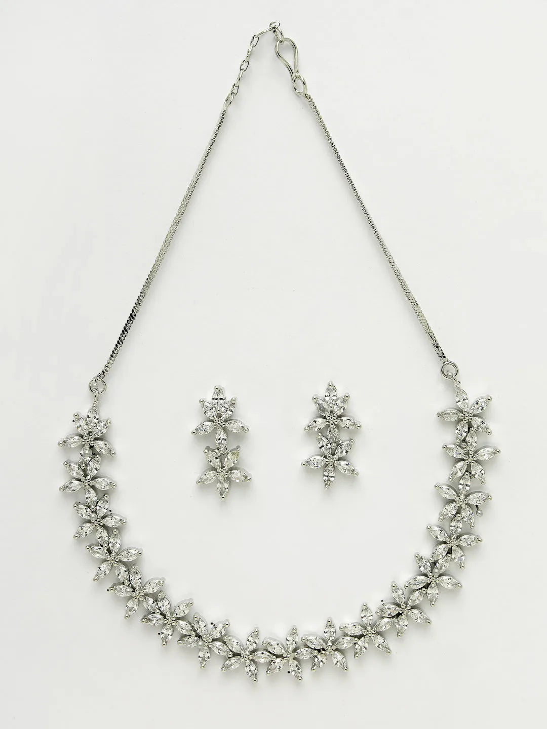 silver plated CZ stone handcrafted jewellery set