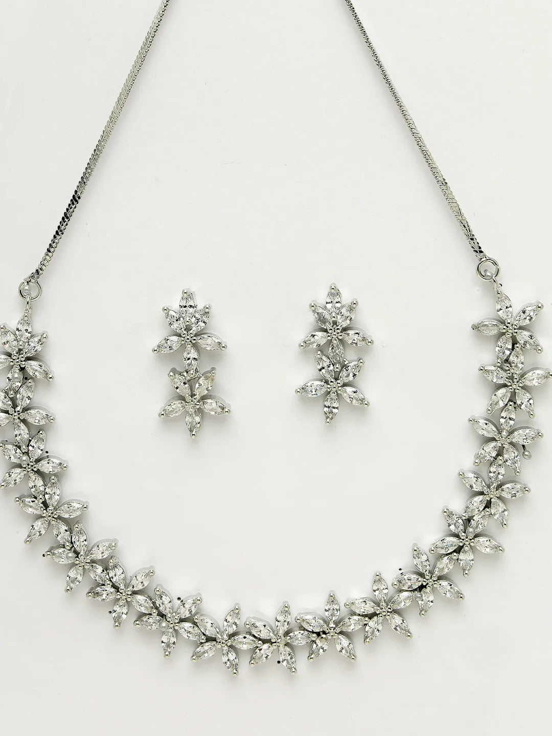 silver plated CZ stone handcrafted jewellery set