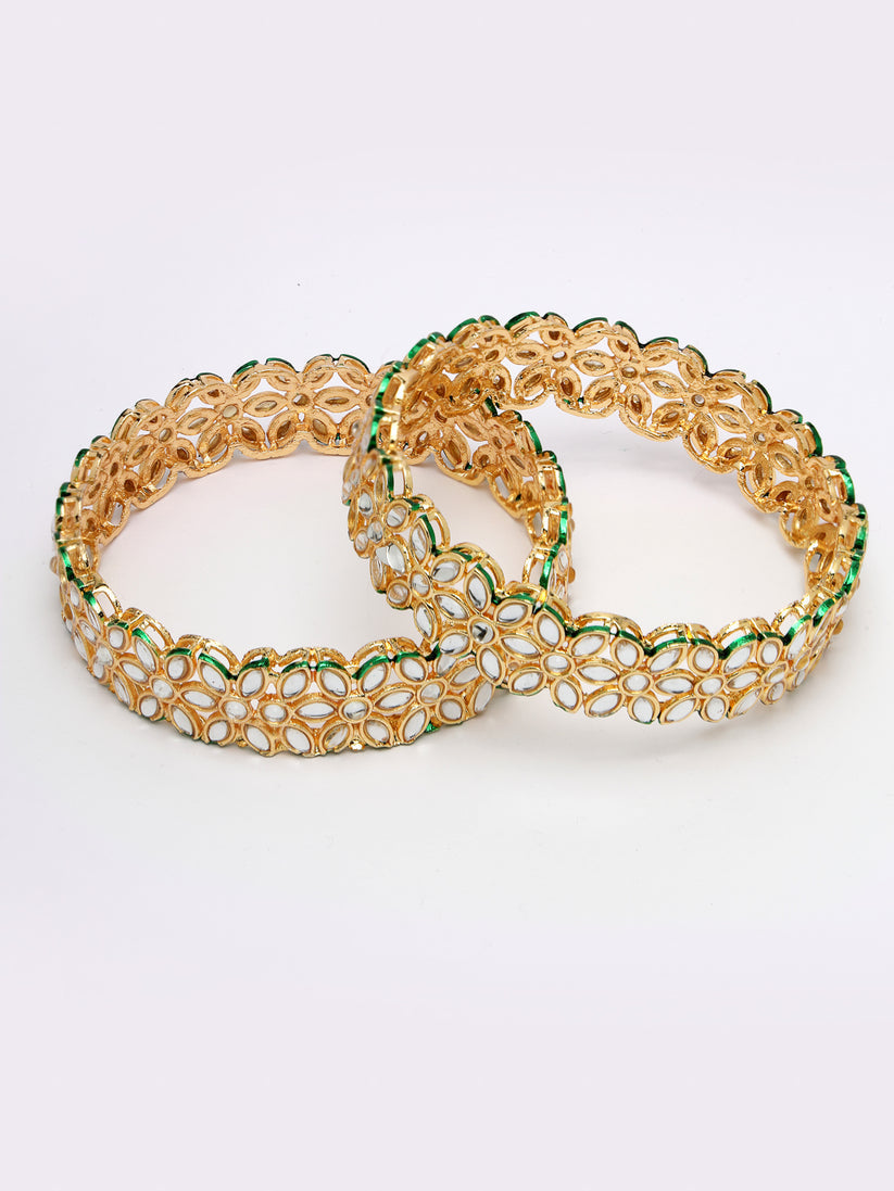 Women Set of 2 Gold-Plated Kundan-studded Bangles