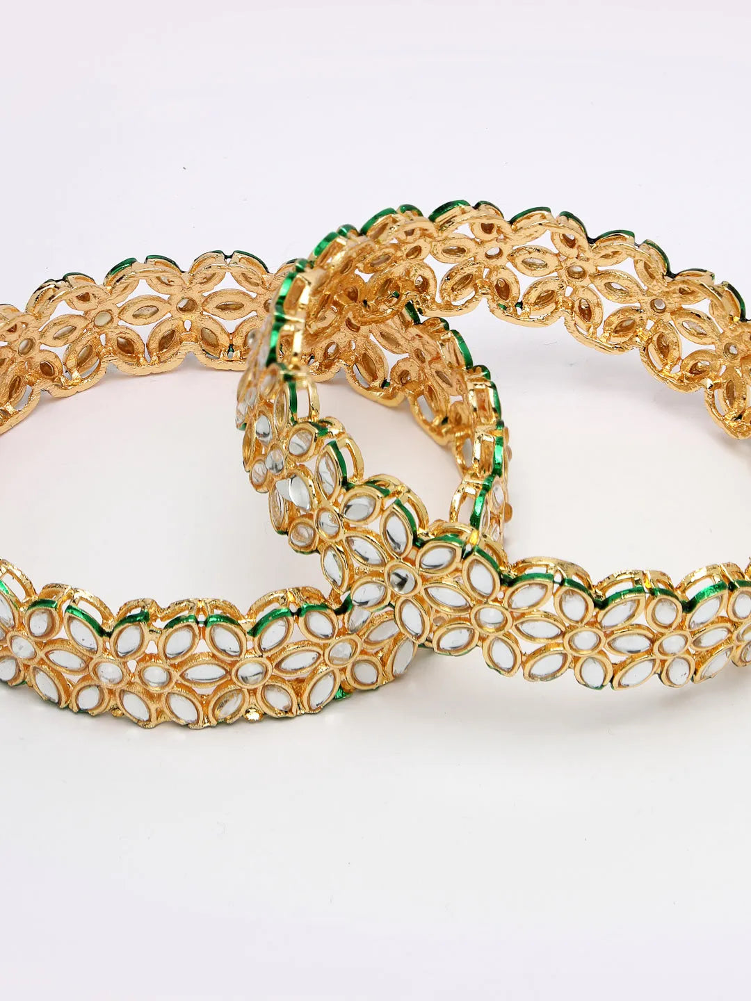 Set of 2 Gold-Plated Kundan-studded Bangles