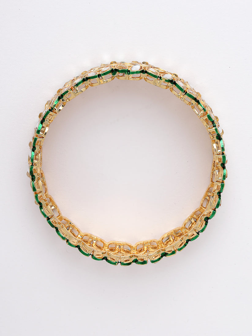 Women Set of 2 Gold-Plated Kundan-studded Bangles