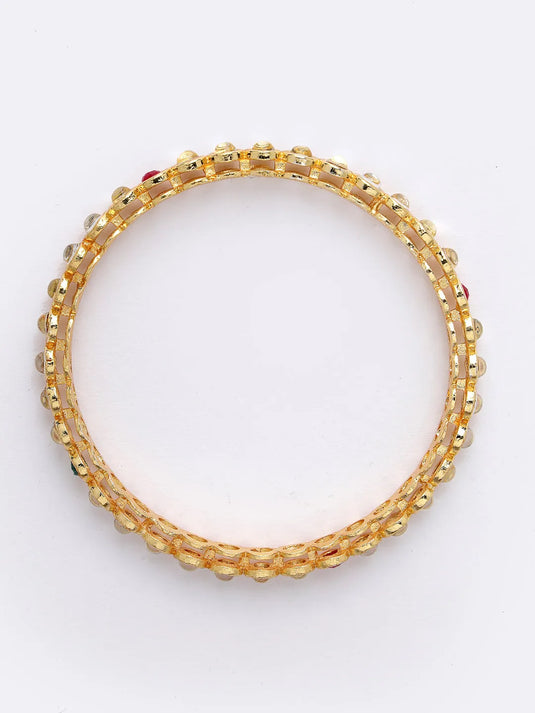 Set Of 4 Gold-Plated Kundan-Studded Bangle