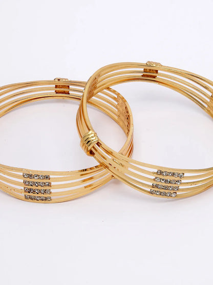 Set of 2 Gold Plated American Diamond-Studded Bangles