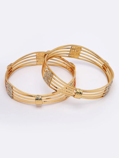 Set of 2 Gold Plated American Diamond-Studded Bangles