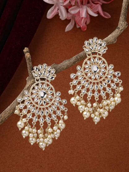 Gold-Plated Kundan Chandbali Earrings