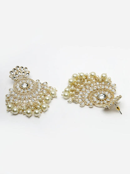 Gold-Plated Kundan Chandbali Earrings