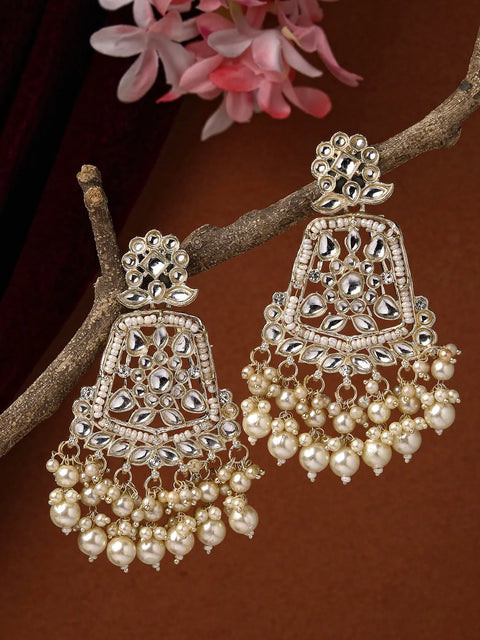 Gold-Plated Kundan Drop Earrings