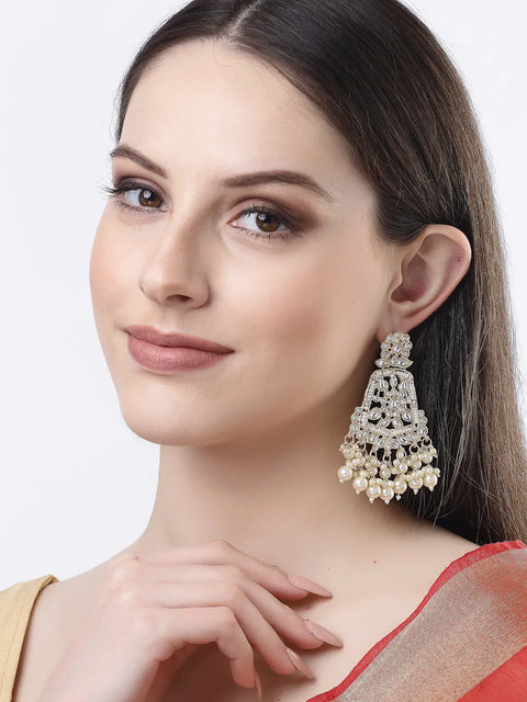 Gold-Plated Kundan Drop Earrings