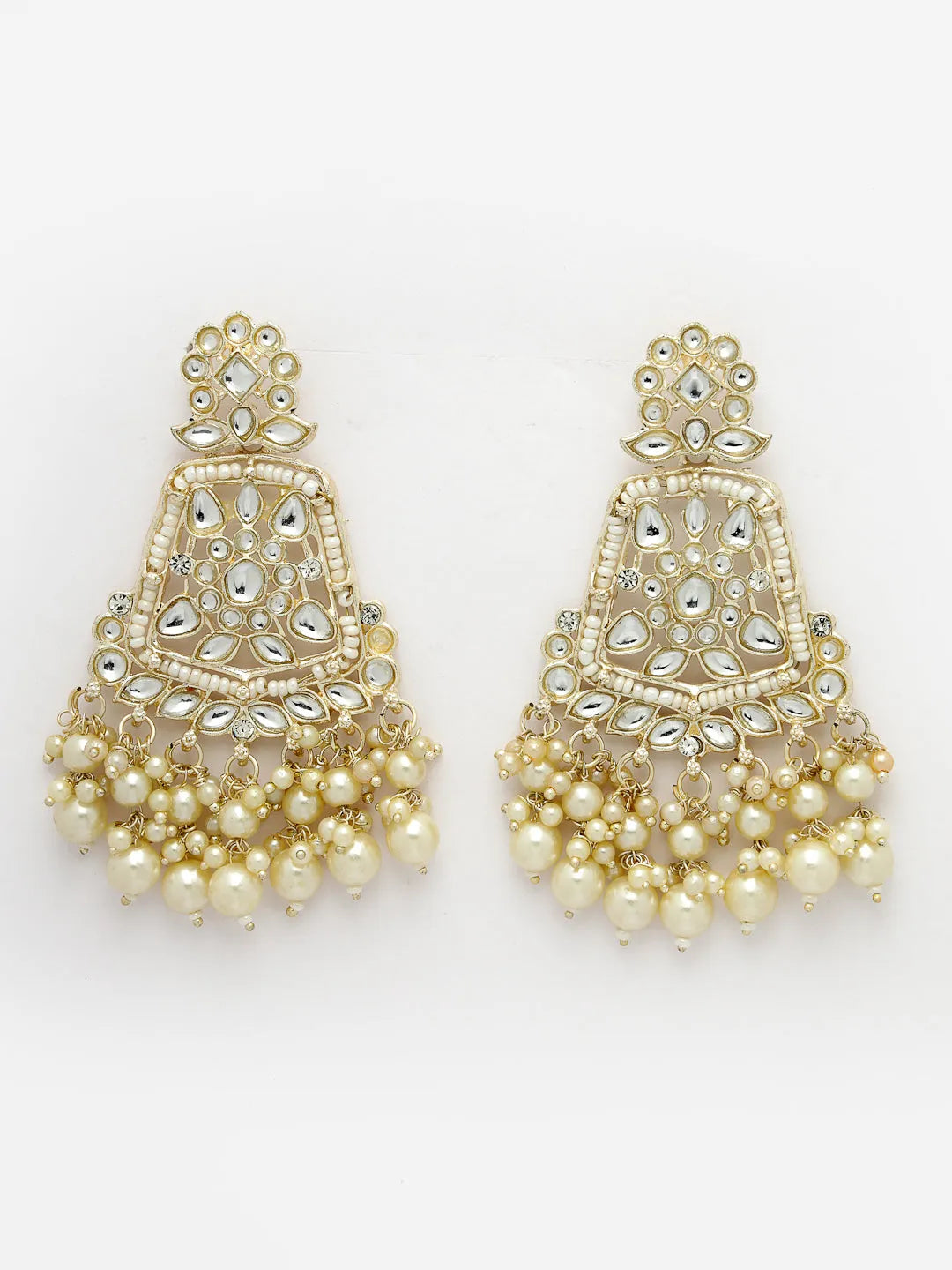 Gold-Plated Kundan Drop Earrings