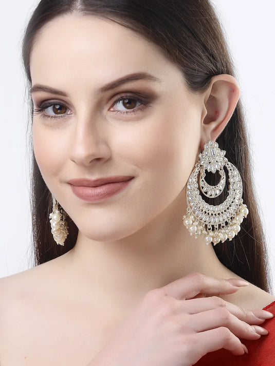 Gold-Plated Kundan Handcrafted Chandbalis Earrings